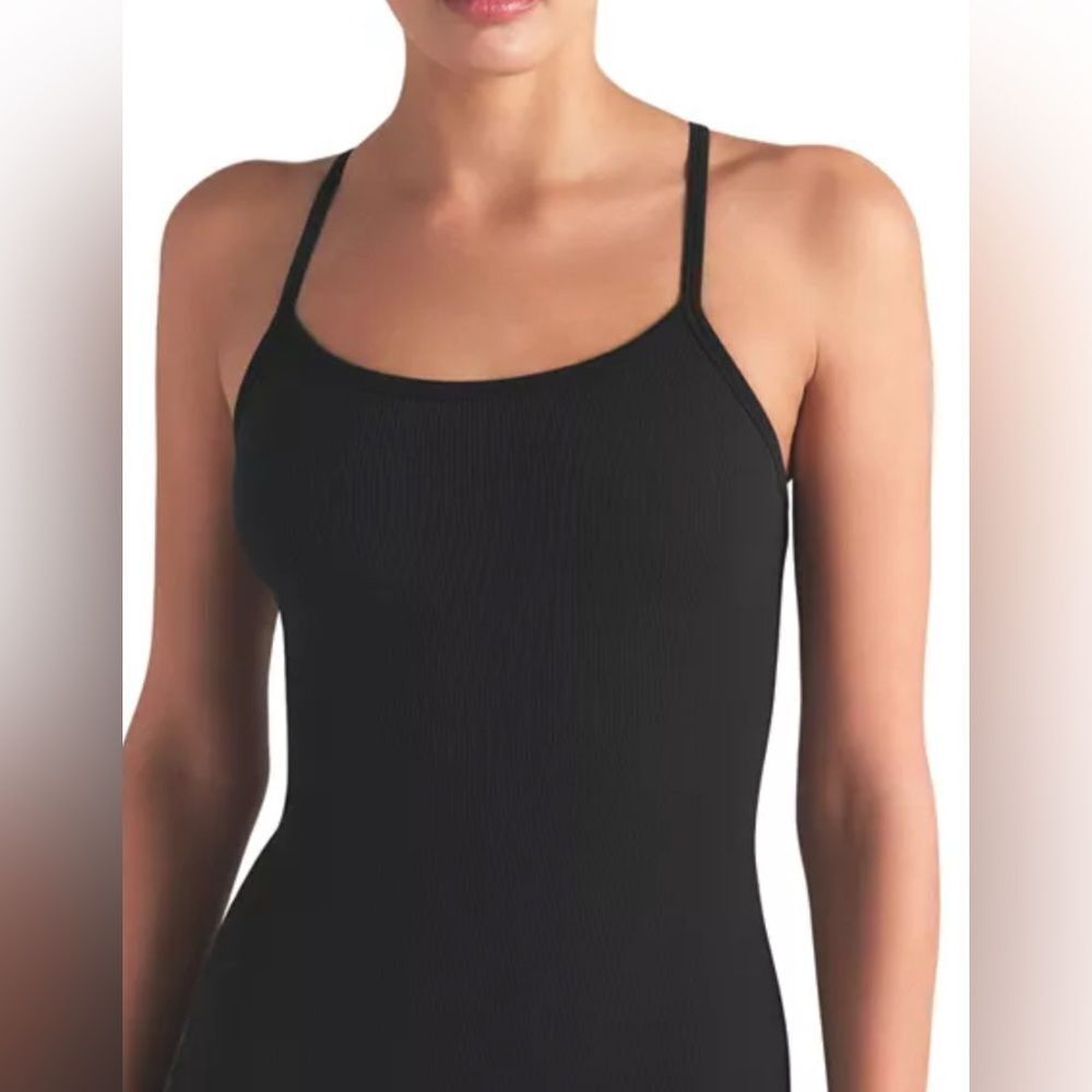 SKIMS Cotton Rib Long Tank Dress Black Medium NWT IN PACKAGE - Picture 2 of 9